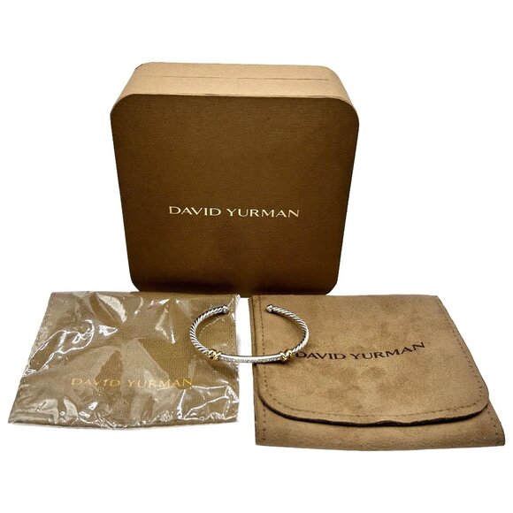 David Yurman Petite Helena Cable Station Bracelet 925 Silver/18k with Diamonds - Picture 8 of 9